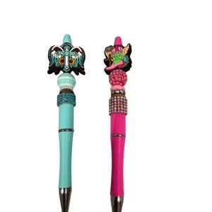 Set of 2 Faith Beaded Pens Cross Wings & Walk by Faith Boot Bling